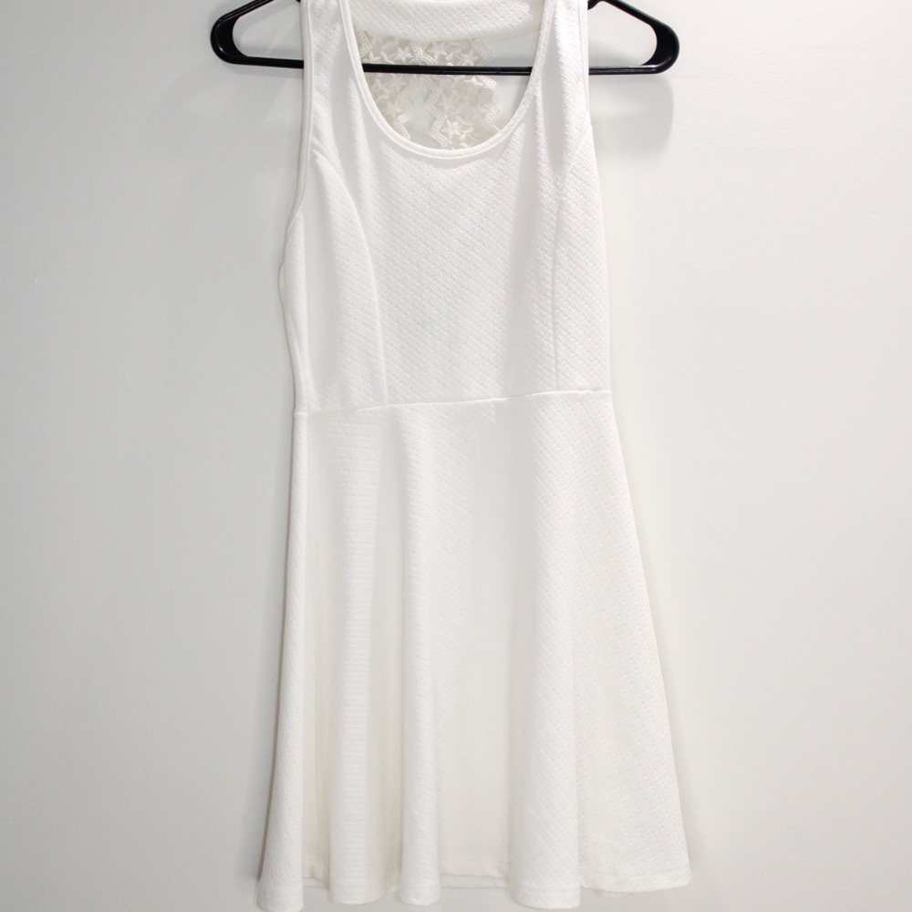 Lacy Back Short White Dress